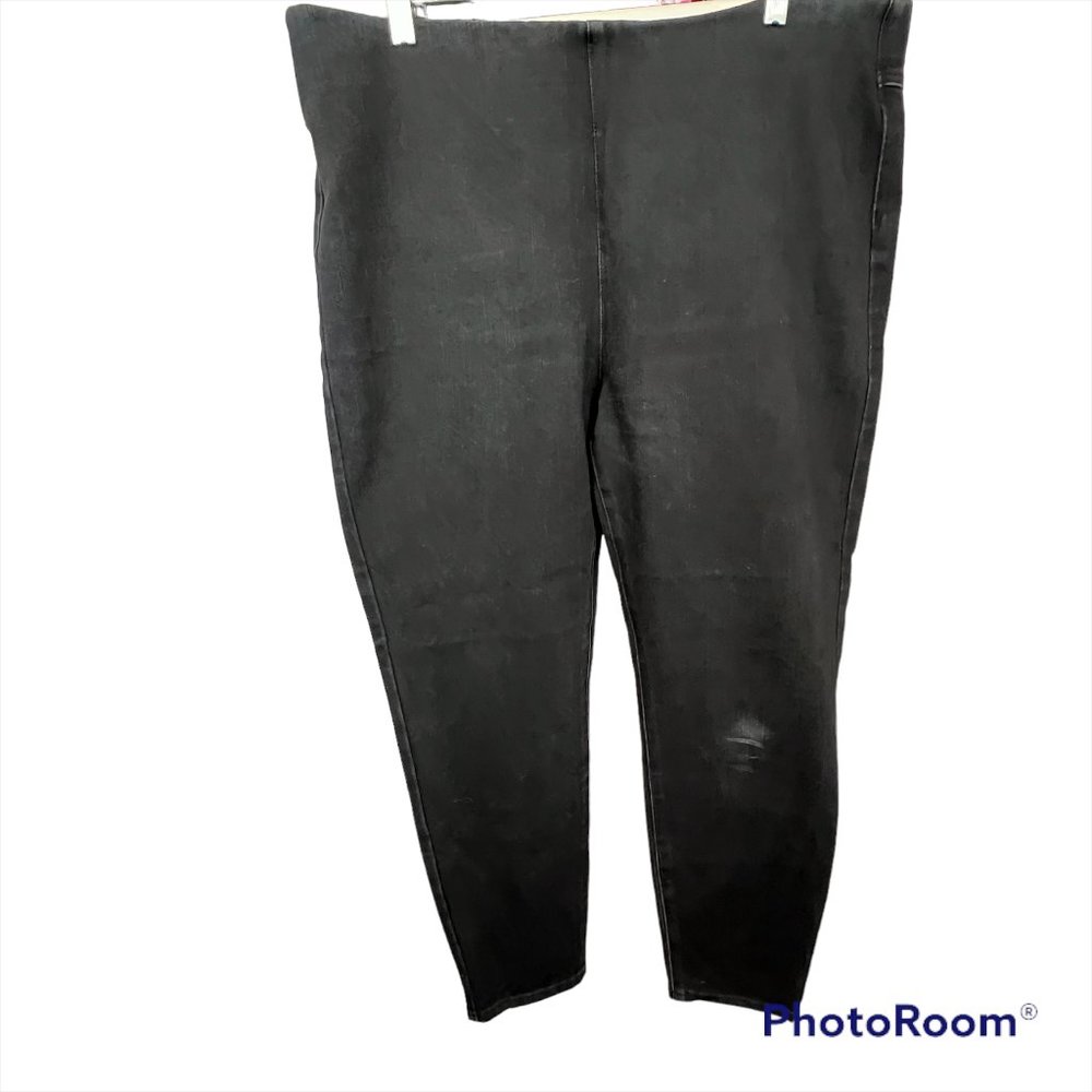 Soft Surroundings The‎ Ultimate Black Denim Pull On Jeans Sz XL Minimalist